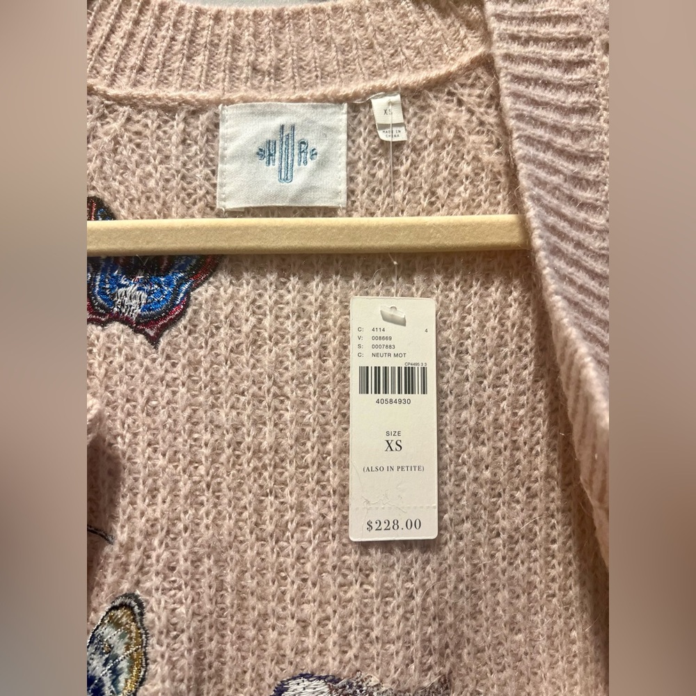 NEW WITH TAGS Anthropologie HWR (Monogram) Winged Patchwork Cardigan size XS. - Picture 6 of 6
